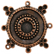 Breloques en m&eacute;tal TQ rond style Boho avec sertis cuivre (sans nickel)