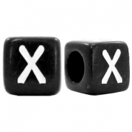 Perles acryliques alphabet lettre X noir