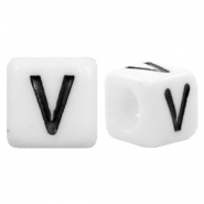 Perles acryliques alphabet lettre V blanc