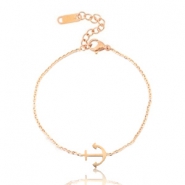 Bracelets en acier inox ancre doré rose