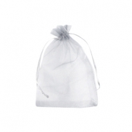 Sachet à bijoux en organza 7x9cm gris argenté