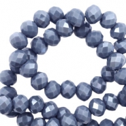 Perles &agrave; facettes 6x4 mm disque Light denim blue-pearl shine coating