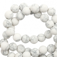Pierres naturelles au look marbr&eacute; 8mm mat blanc