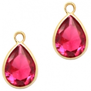 Pendentifs en verre Crystal Glass goutte 11x7mm Rose indien crystal-dor&eacute;