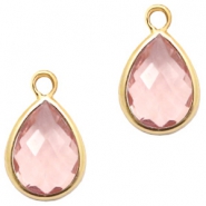 Pendentifs en verre Crystal Glass goutte 11x7mm Rose vintage crystal-dor&eacute;