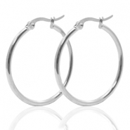 Apprêts en acier inox créoles 40mm Argenté