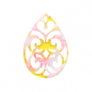 Pendentifs en r&eacute;sine goutte baroque Rose-jaune