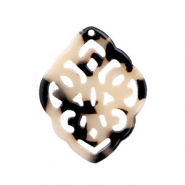 Pendentifs en r&eacute;sine losange baroque Noir cr&egrave;me