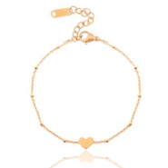 Bracelets en acier inox jaseron c&oelig;ur &hearts; Dor&eacute; ros&eacute;