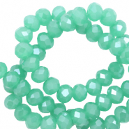 Perles &agrave; facettes 4x3mm disque Vert &eacute;meraude clair-pearl shine coating