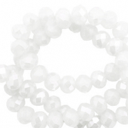 Perles &agrave; facettes 4x3mm disque Blanc-pearl shine coating