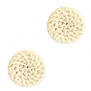 Pendentifs en rotin tiss&eacute; 20mm Beige naturel