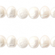 BQ Perles d'eau douce nugget rond 6-7mm Natural blanc