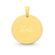 Breloques en acier inox 15mm "love" Mix&Match Dor&eacute;