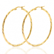 Boucles d'oreilles en acier inox créoles 50mm twist Doré