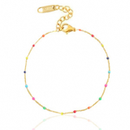 Bracelets en acier inox arc-en-ciel Doré