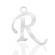 Breloques en acier inox alphabet lettre R Argenté