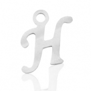 Breloques en acier inox alphabet lettre H Argenté