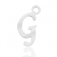Breloques en acier inox alphabet lettre G Argenté