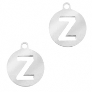 Breloques en acier inox alphabet lettre Z médaillon 10mm Argenté