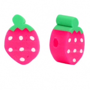 Perles en polymère fraise Rose-vert