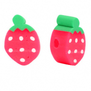 Perles en polymère fraise Rouge-vert