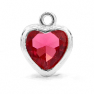 Pendentifs en verre Crystal Glass c&oelig;ur Rose indien-argent&eacute;