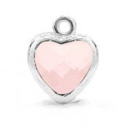 Pendentifs en verre Crystal Glass c&oelig;ur Rose alabaster-argent&eacute;