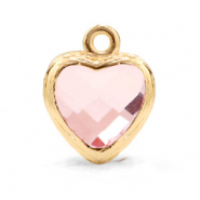 Pendentifs en verre Crystal Glass c&oelig;ur Rose clair-dor&eacute;