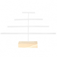 Présentoir bijoux pyramide avec pied en bois Blanc-natural