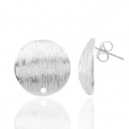 Apprêts en métal TQ boucles d'oreilles puces 15mm avec anneau Argenté antique