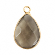 Pierres naturelles pendentifs goutte Noir diamant-dor&eacute;