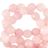 Pierres naturelles Quartz facett&eacute;es 8mm Rose fleuri-opal AB coating