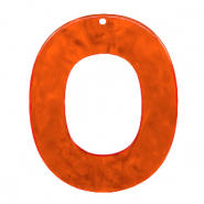 Pendentifs en r&eacute;sine ovale 48x40mm Orange mandarine tango