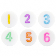 Perles lettres acryliques mélangées chiffres Multicolore-blanc