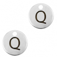 Breloques en m&eacute;tal DQ lettre Q Argent&eacute; antique (sans nickel)