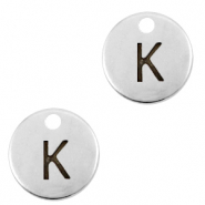 Breloques en m&eacute;tal DQ lettre K Argent&eacute; antique (sans nickel)
