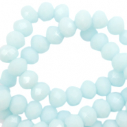 Perles à facettes 3x2mm disque Bleu aqua blanchi-High Shine Coating