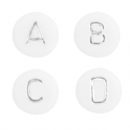 Perles lettres acryliques mélangées Blanc-argenté