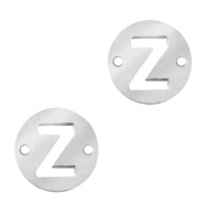 Breloques en acier inox connecteur lettre Z rond 10mm Argenté