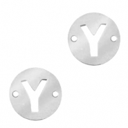 Breloques en acier inox connecteur lettre Y rond 10mm Argenté