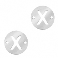 Breloques en acier inox connecteur lettre X rond 10mm Argenté