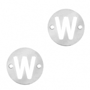 Breloques en acier inox connecteur lettre W rond 10mm Argenté