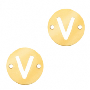 Breloques en acier inox connecteur lettre V rond 10mm Doré