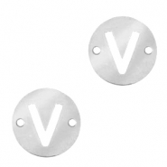Breloques en acier inox connecteur lettre V rond 10mm Argenté