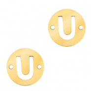 Breloques en acier inox connecteur lettre U rond 10mm Doré