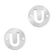 Breloques en acier inox connecteur lettre U rond 10mm Argenté