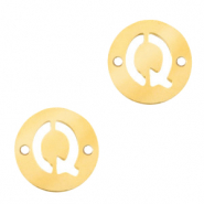 Breloques en acier inox connecteur lettre Q rond 10mm Doré