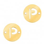 Breloques en acier inox connecteur lettre P rond 10mm Doré