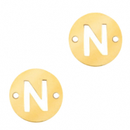 Breloques en acier inox connecteur lettre N rond 10mm Doré